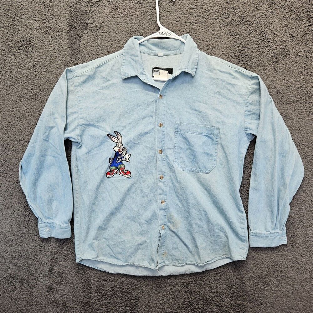 Vintage Top Line Looney Tunes‎ Bugs Bunny Shirt Adult Large Button Up